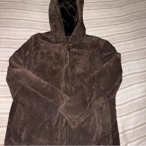Gallery Suede Women's Chocolate Brown Hooded Jacket